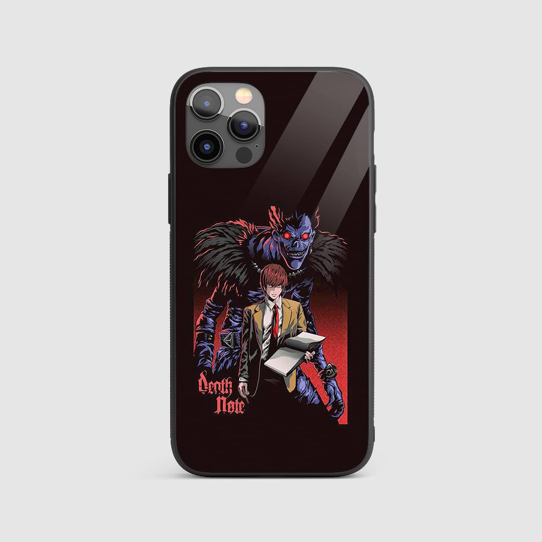 Death Note Aesthetic Silicone Armored Phone Case featuring stylized silhouettes of Light and L.