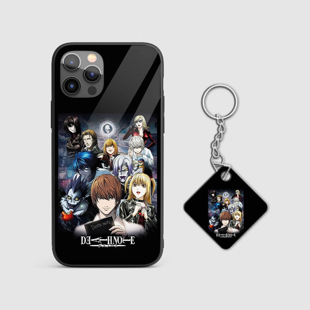 Intricate design of Death Note characters and themes on a robust silicone phone case with Keychain.