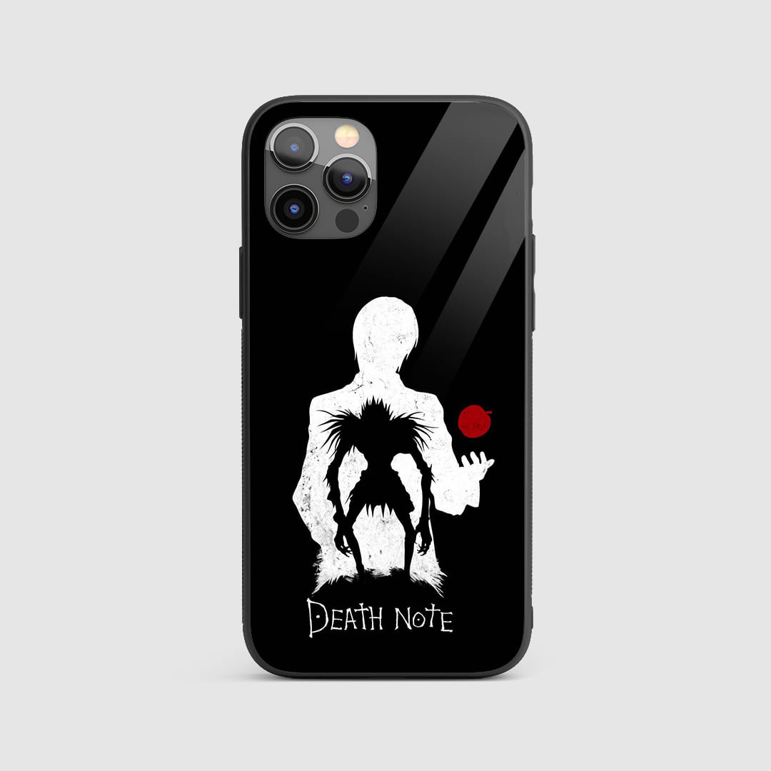 Death Note Apple Silicone Armored Phone Case showcasing a vivid red apple on a dark background.