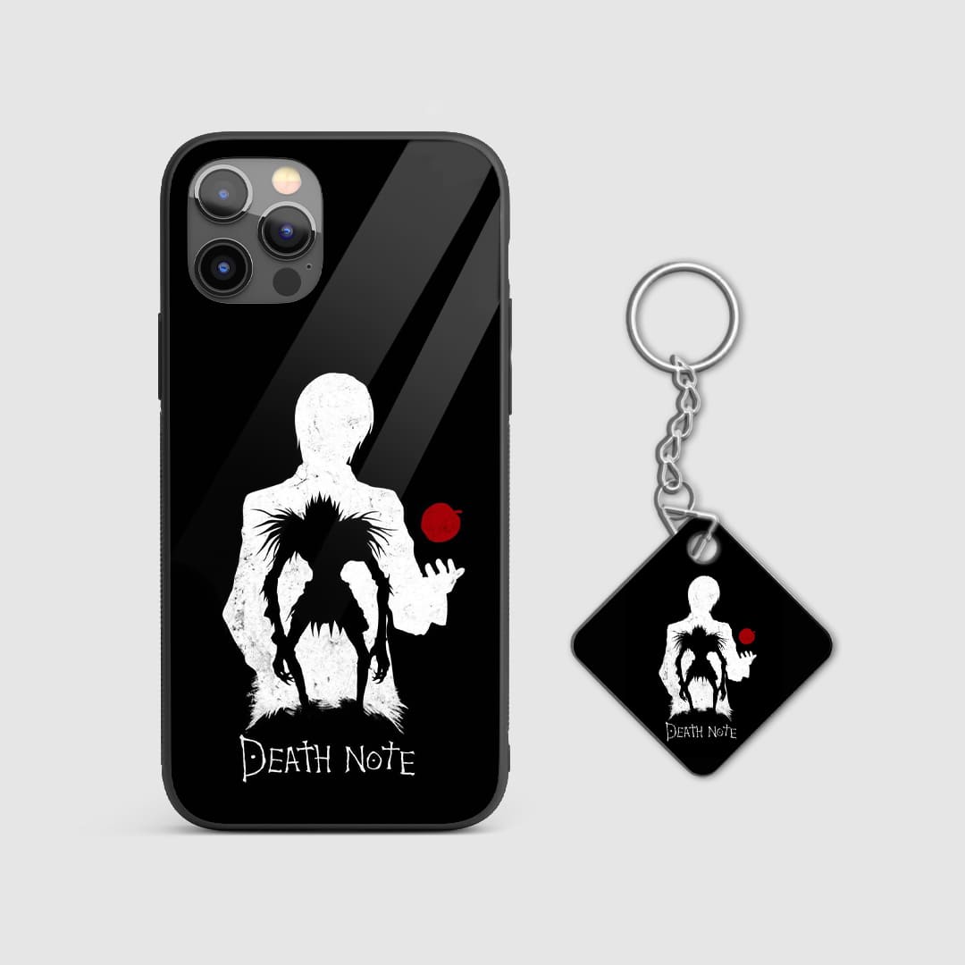 Glossy red apple design symbolizing Ryuk’s presence on a durable silicone phone case with Keychain.