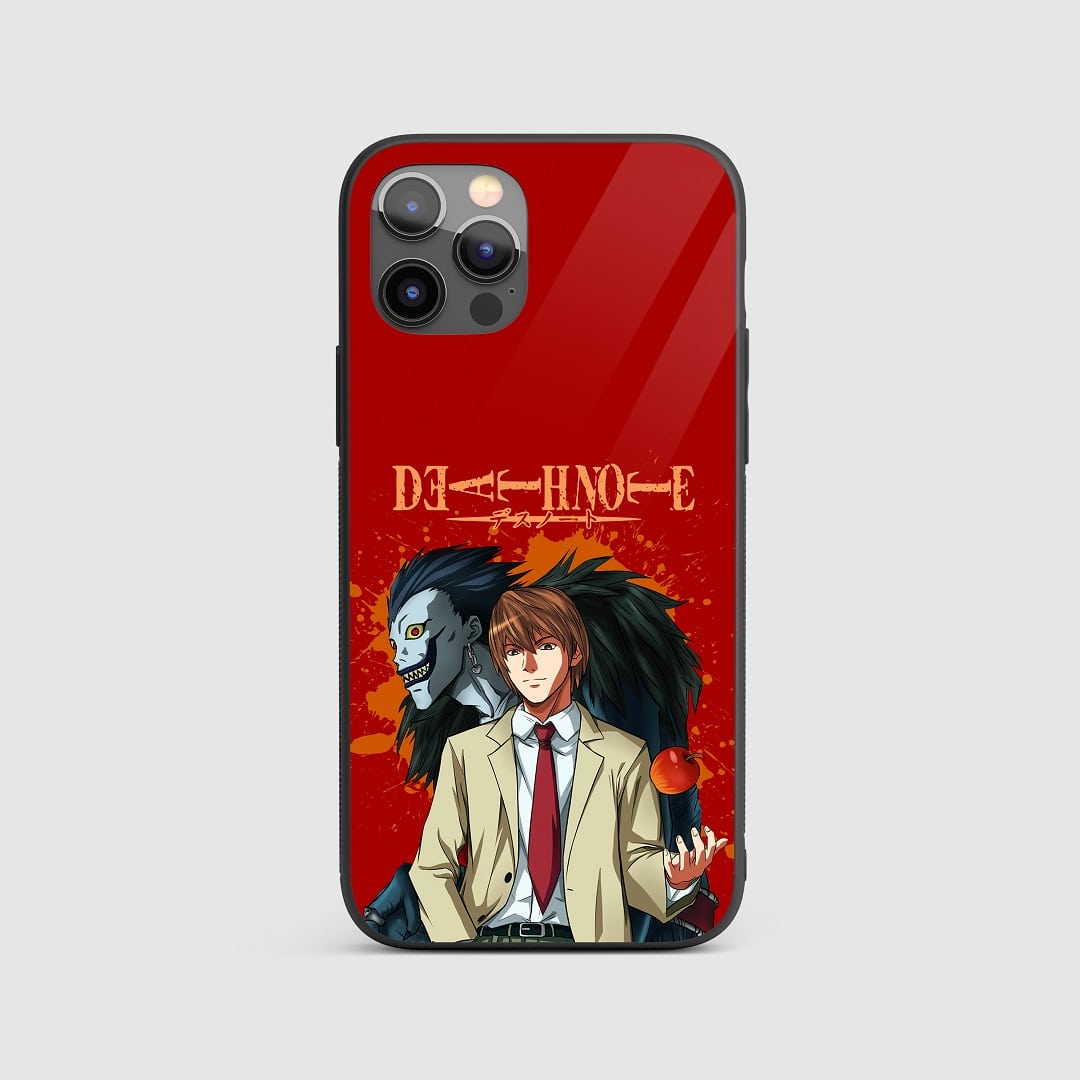 Death Note Ryuk Silicone Armored Phone Case featuring a detailed illustration of Ryuk with an apple.