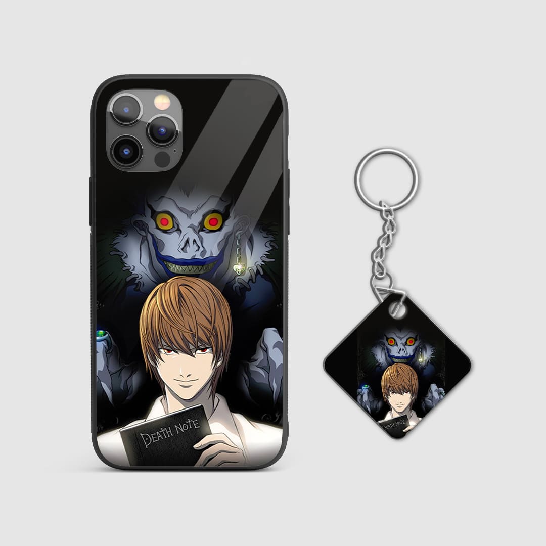 Artistically rendered Shinigami from Death Note on a durable silicone phone case with Keychain.