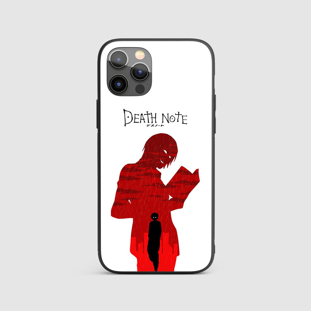 Death Note Minimalist Silicone Armored Phone Case with a subtle depiction of Light and Ryuk.