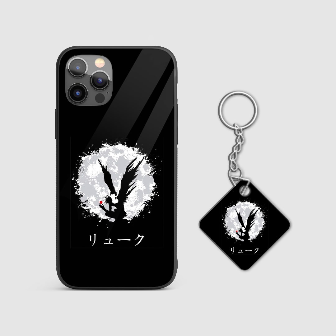 Artistically rendered Shinigami from Death Note on a durable silicone phone case with Keychain.