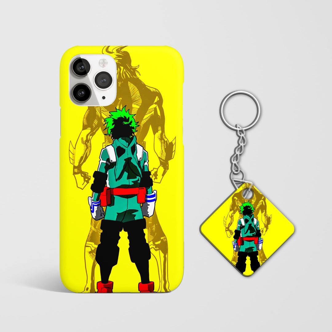 Durable Deku & All Might anime phone cover artwork with Keychain