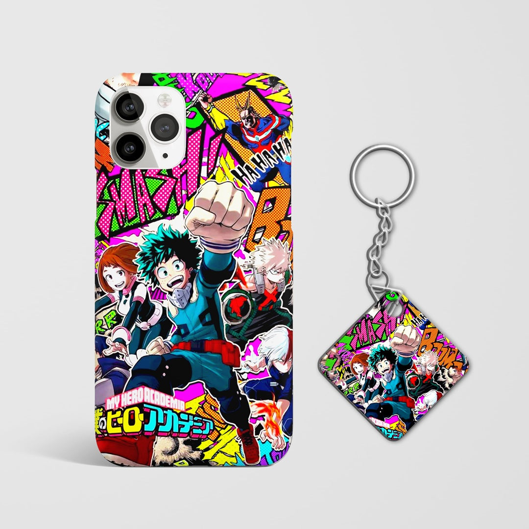 Deku comic illustration anime phone cover with Keychain