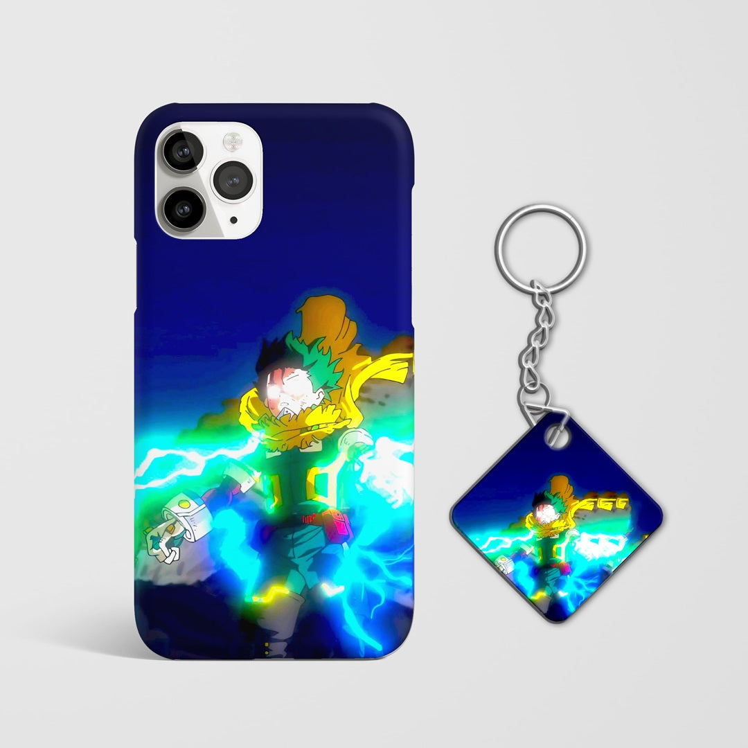 My Hero Academia Deku lightning aura phone cover with Keychain