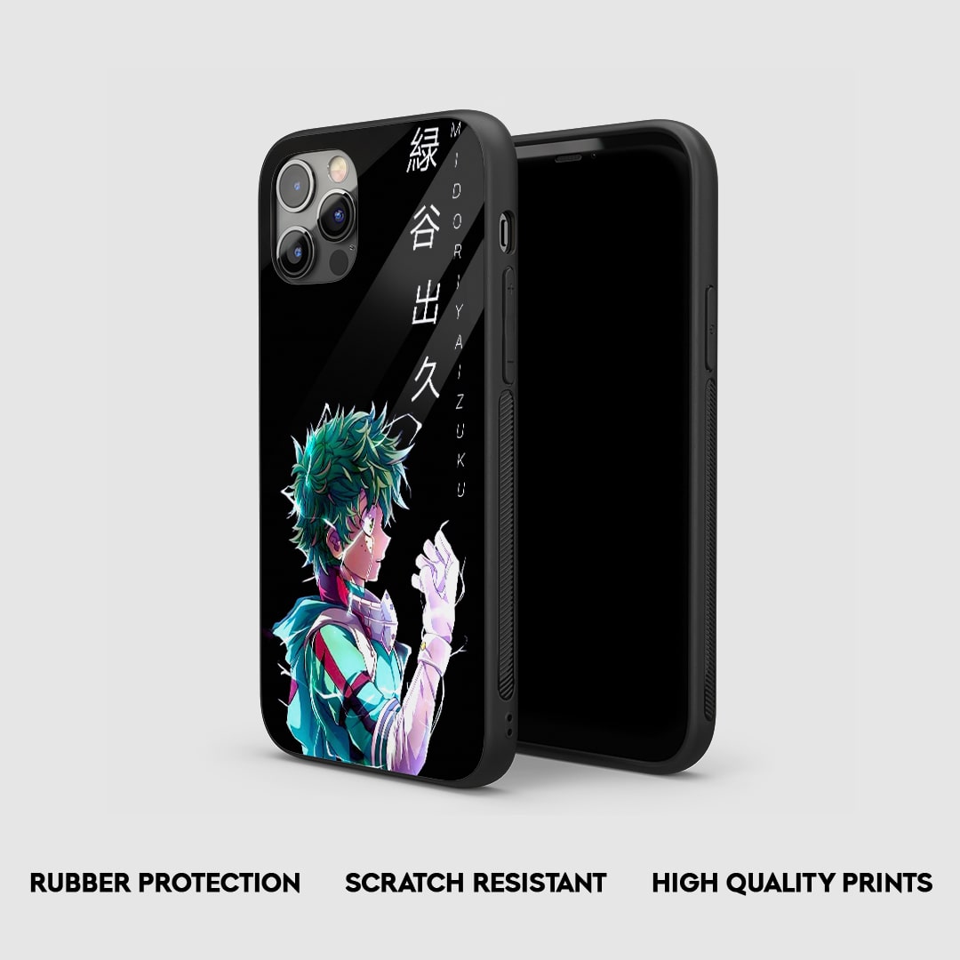 Izuku Midoriya anime phone case with lightning aura design