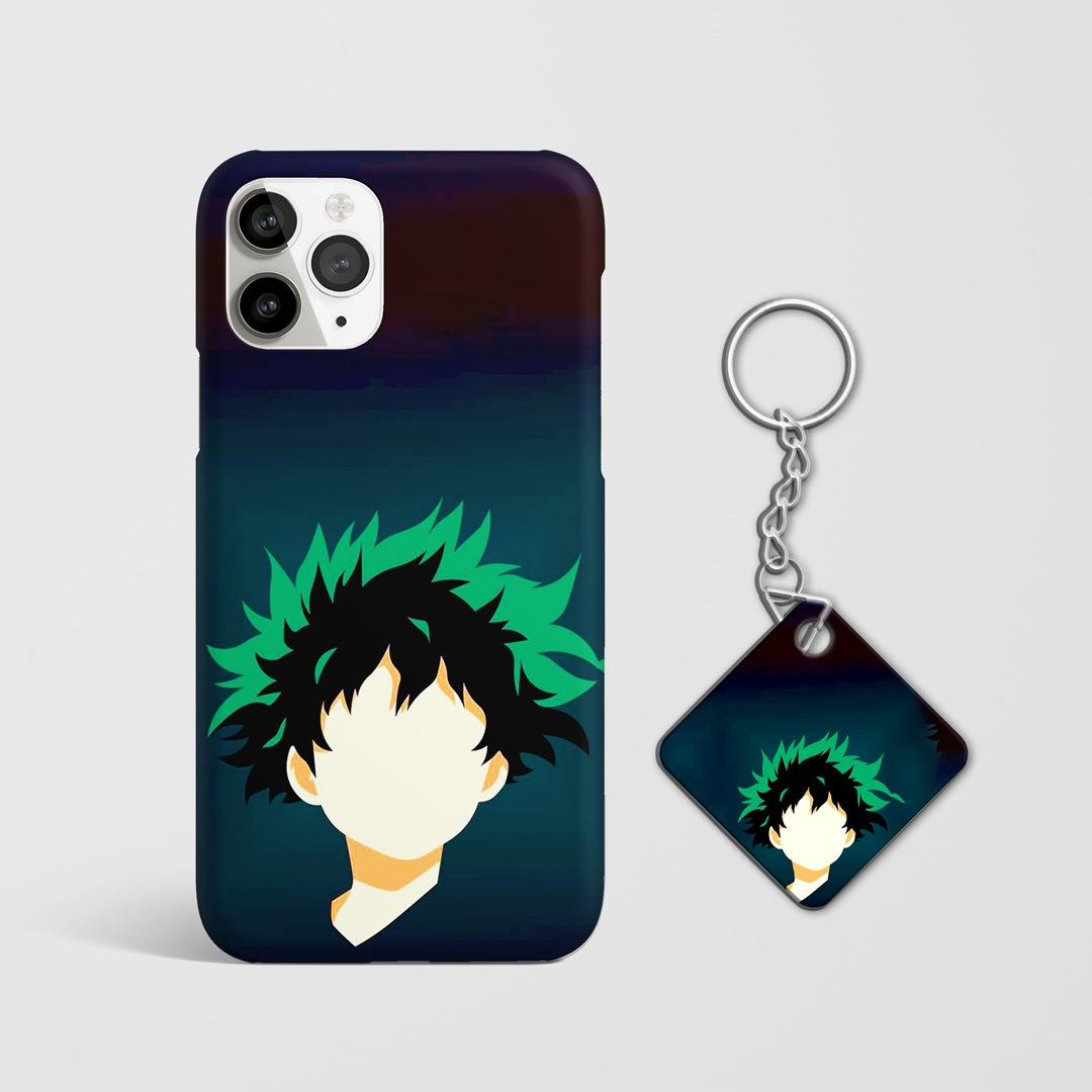 Durable minimalist Deku phone case anime style with Keychain