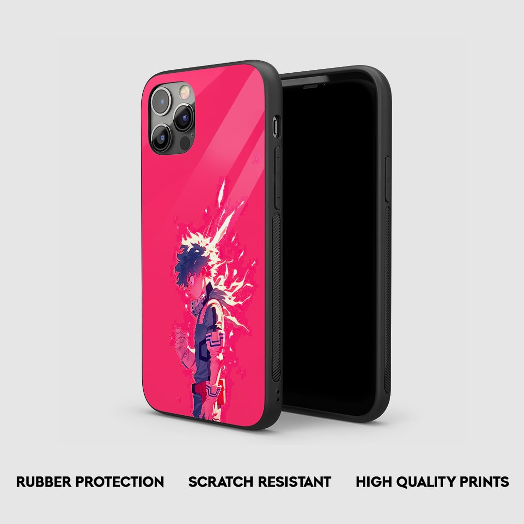 Izuku Midoriya anime phone case with red energy aura design