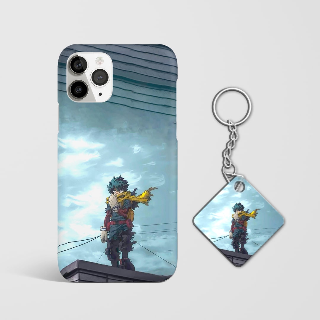 My Hero Academia Deku rooftop stance phone cover with Keychain