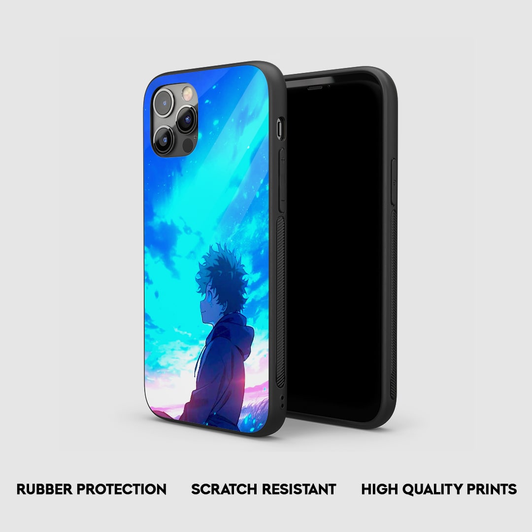 Izuku Midoriya anime phone case with starry night design