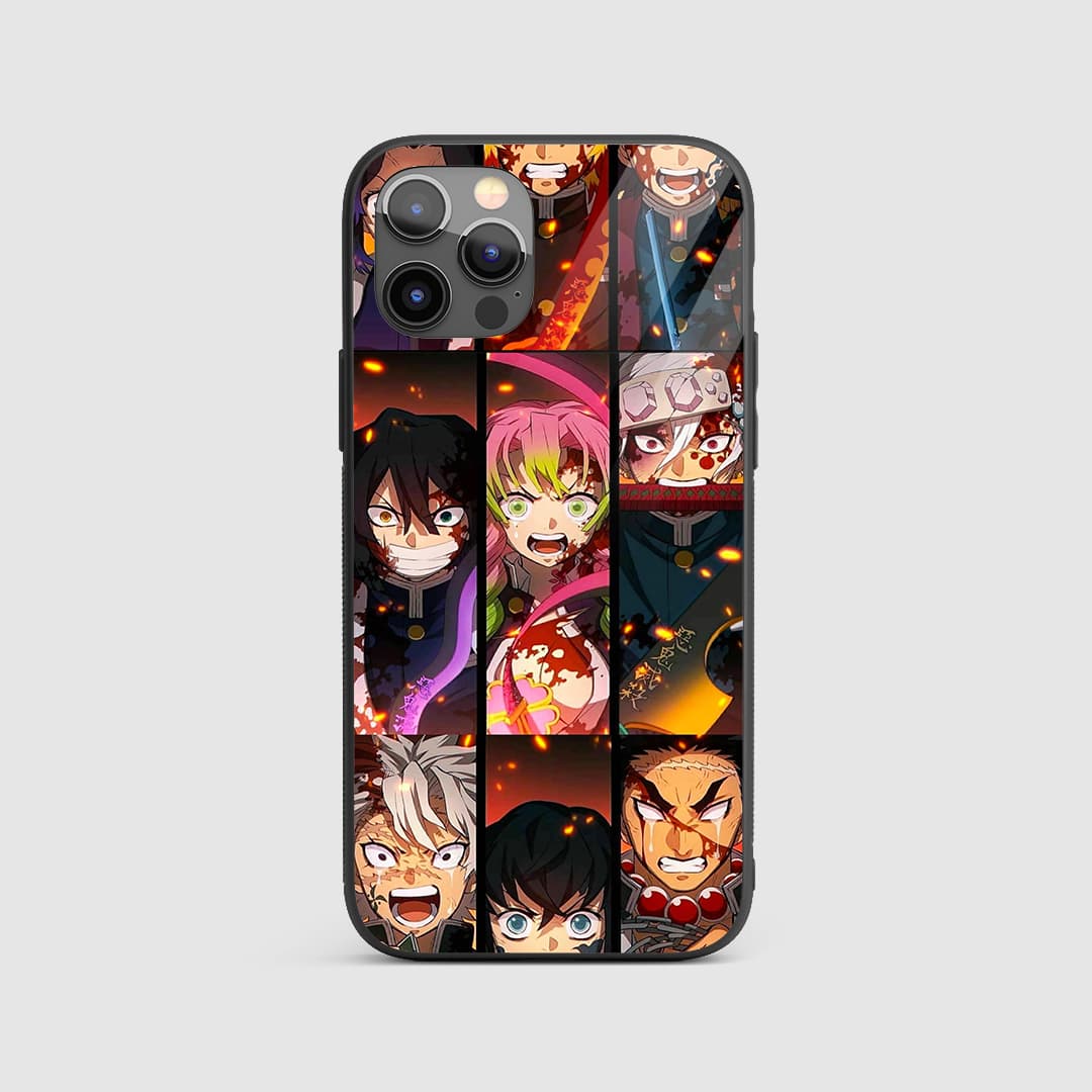Demon Slayer Collage Silicone Armored Phone Case featuring vibrant collage artwork of Demon Slayer characters.