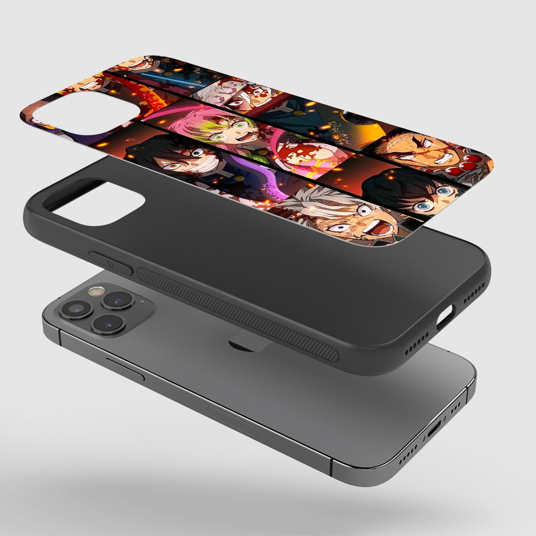 Demon Slayer Collage Phone Case installed on a smartphone, offering robust protection and a vibrant design.