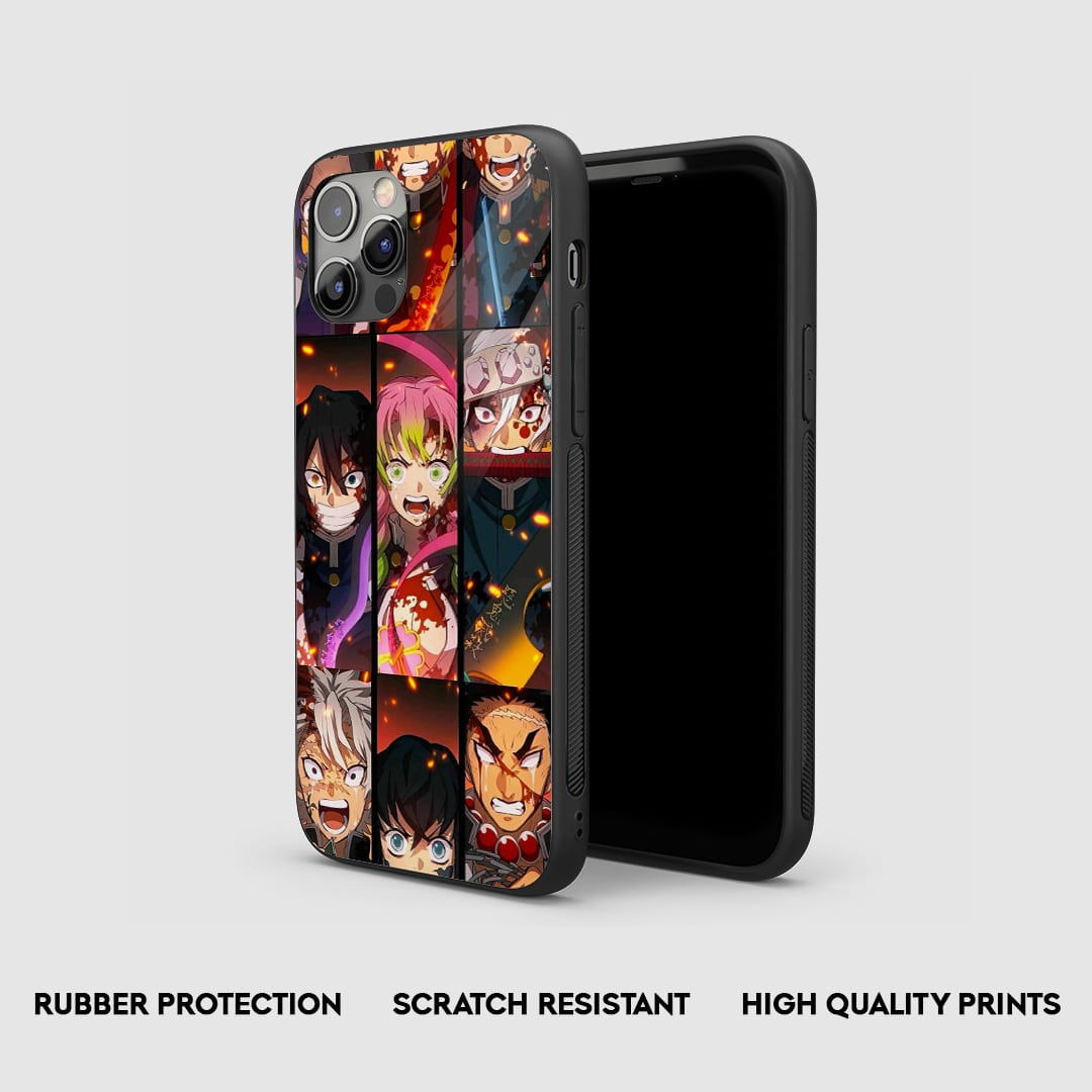 Side view of the Demon Slayer Collage Armored Phone Case, highlighting its thick, protective silicone material.