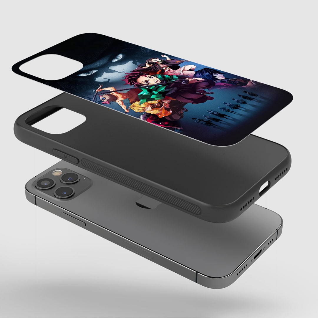 Demon Group Action Phone Case installed on a smartphone, offering robust protection and a dynamic design.
