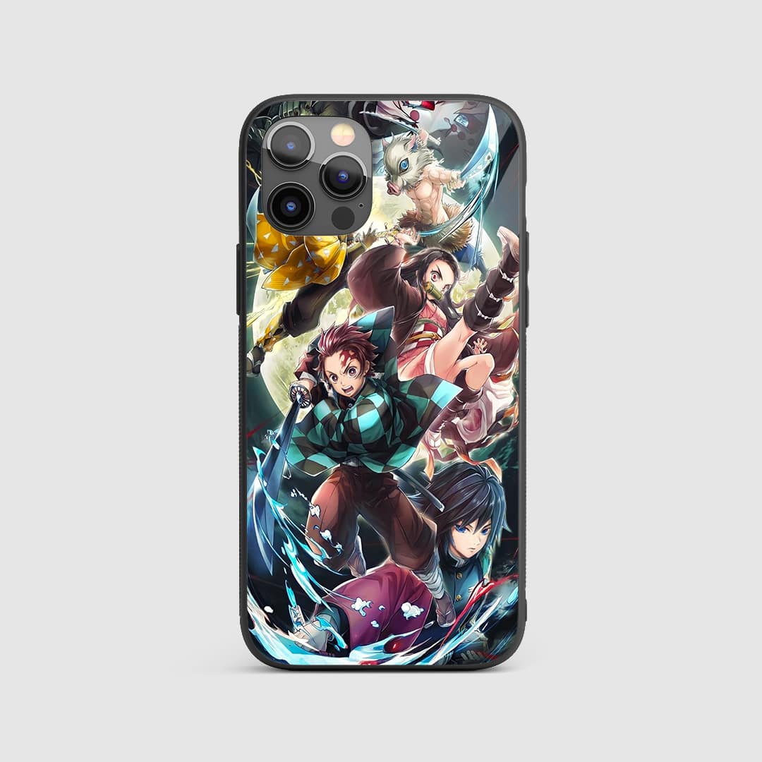 Demon Slayer Squad Silicone Armored Phone Case featuring powerful artwork of the main characters.