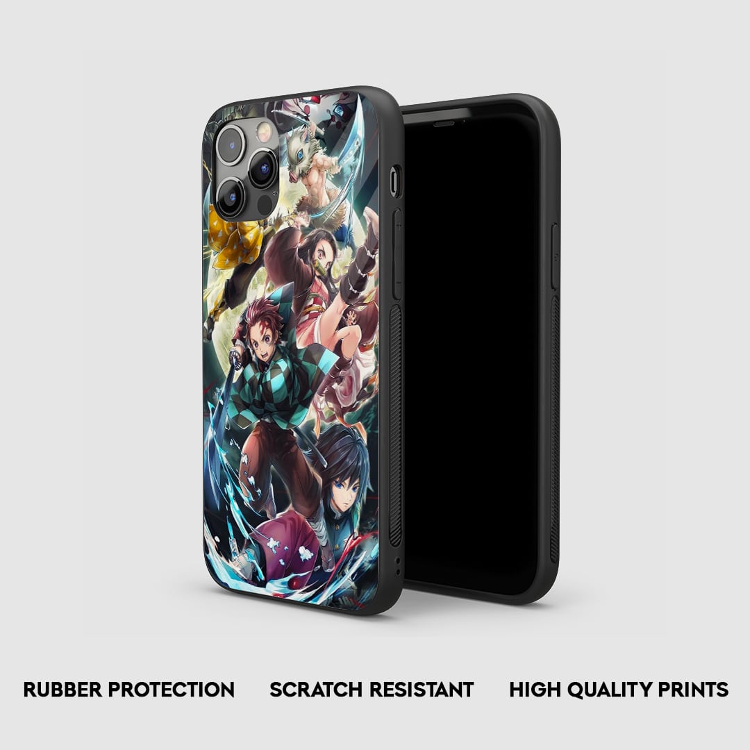 Side view of the Demon Slayer Squad Armored Phone Case, highlighting its thick, protective silicone material.