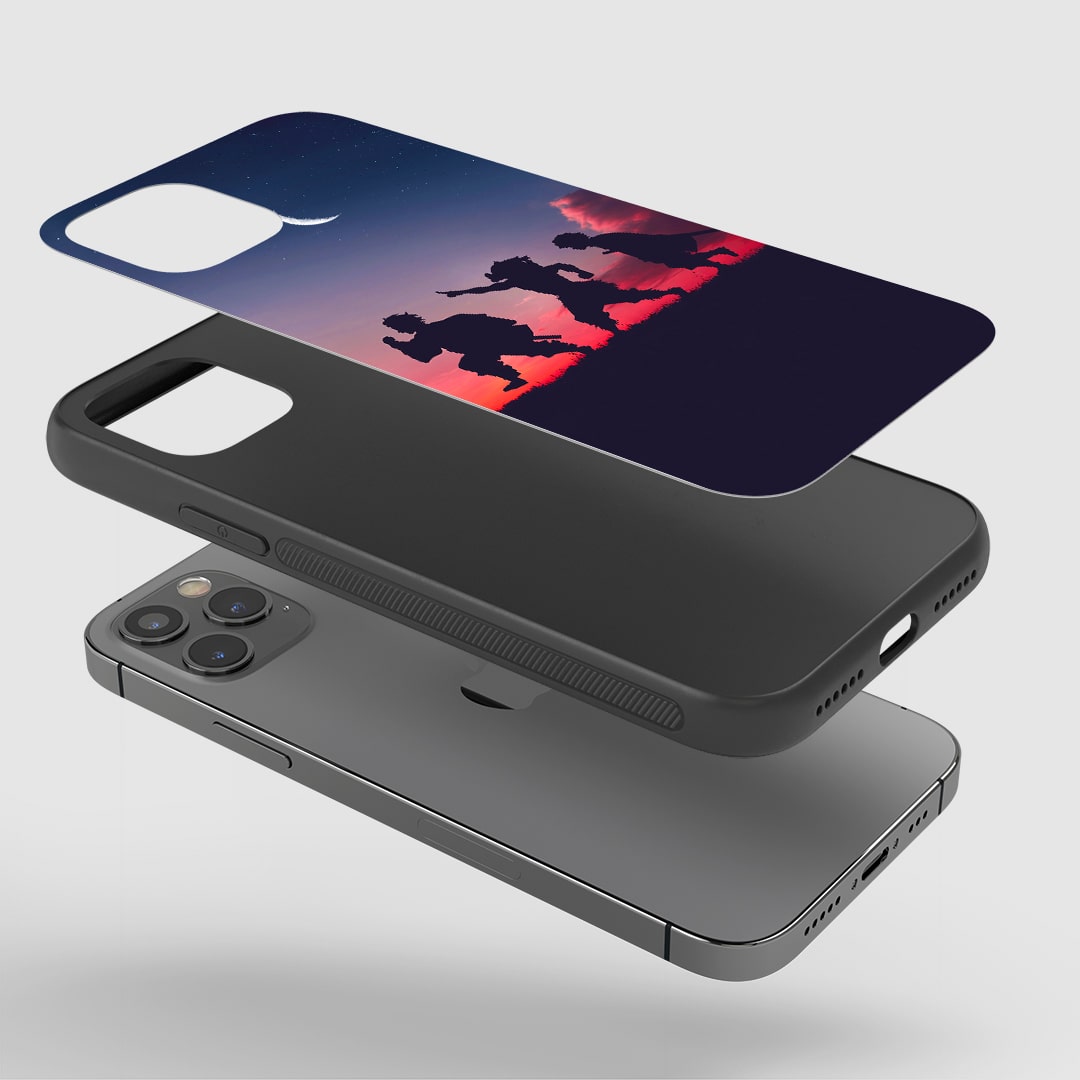 Demon Trio Aesthetic Phone Case installed on a smartphone, offering robust protection and a vibrant design.