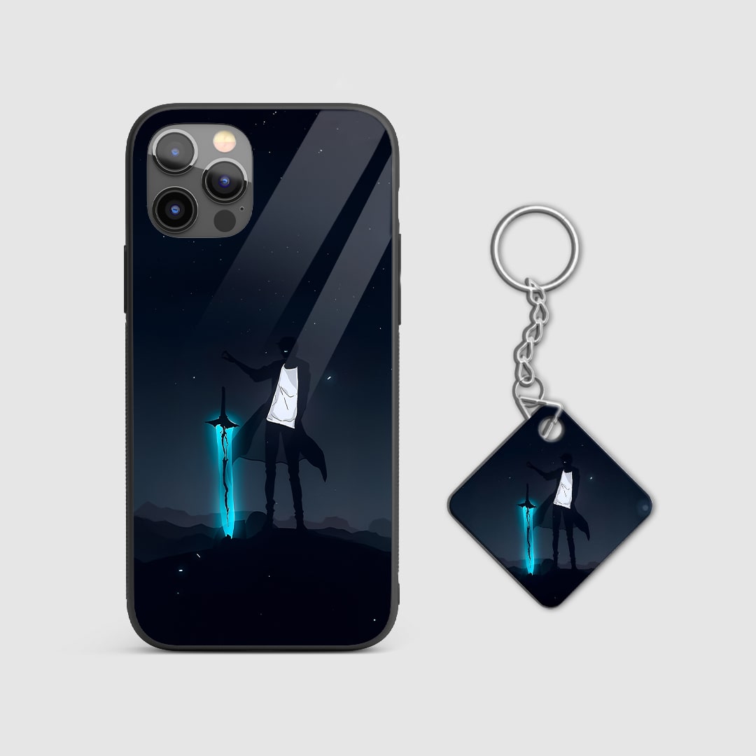 Back view of Minimal Longsword Case featuring clean weapon silhouette with Keychain.