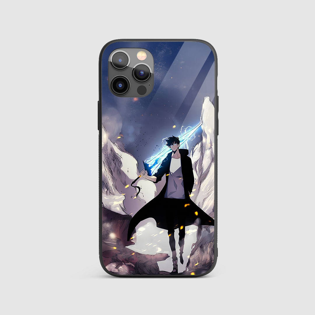 Demon King's Longsword Silicone Armored Phone Case front view with blade design.