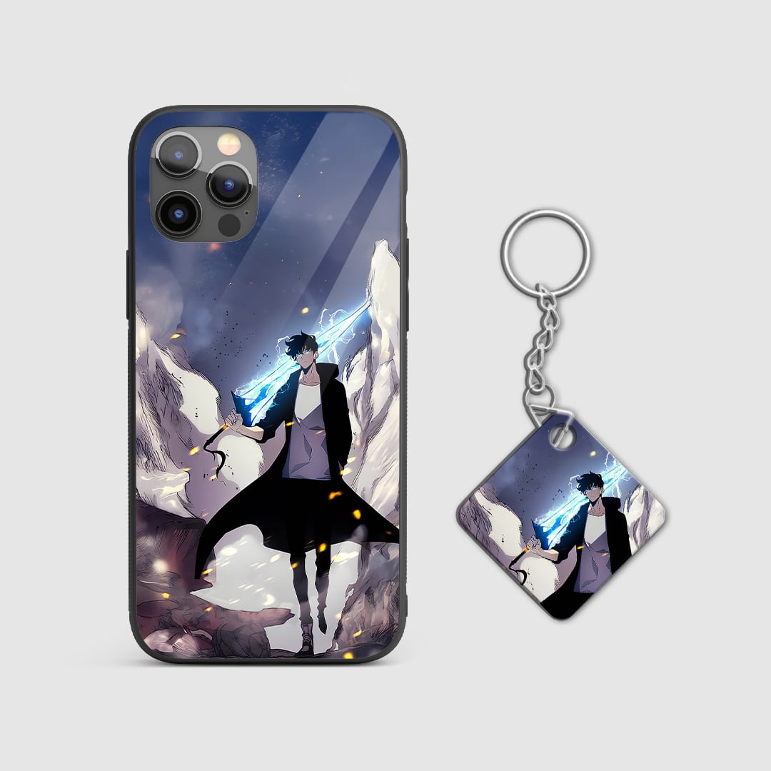 Back view of Longsword Case showing dark fantasy sword artwork with Keychain.