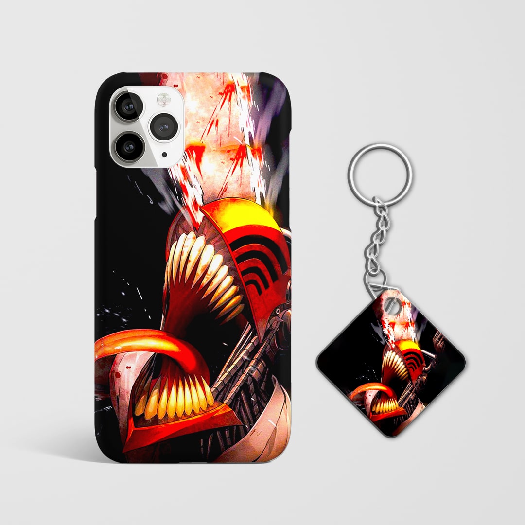 Back design of Chainsaw Man Demonic Awakening case with Keychain