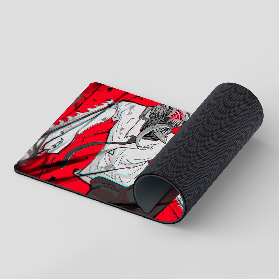 Chainsaw Man Denji Red Rampage anime desk mat close-up