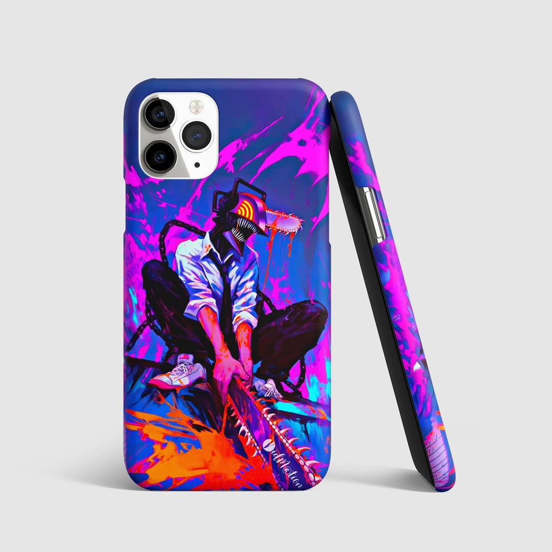 Denji Chaos Splash Phone Cover front artwork design