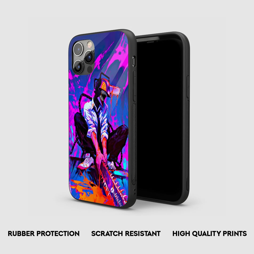 Side angle of Denji Chaos Splash Chainsaw Man anime armored case