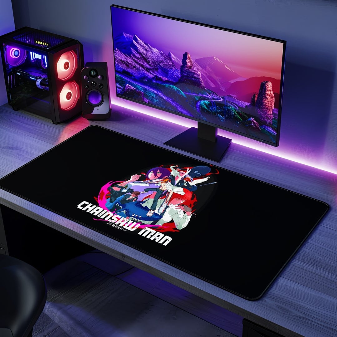 Devil Hunters United Desk Mat featuring Denji, Aki, Power & Makima