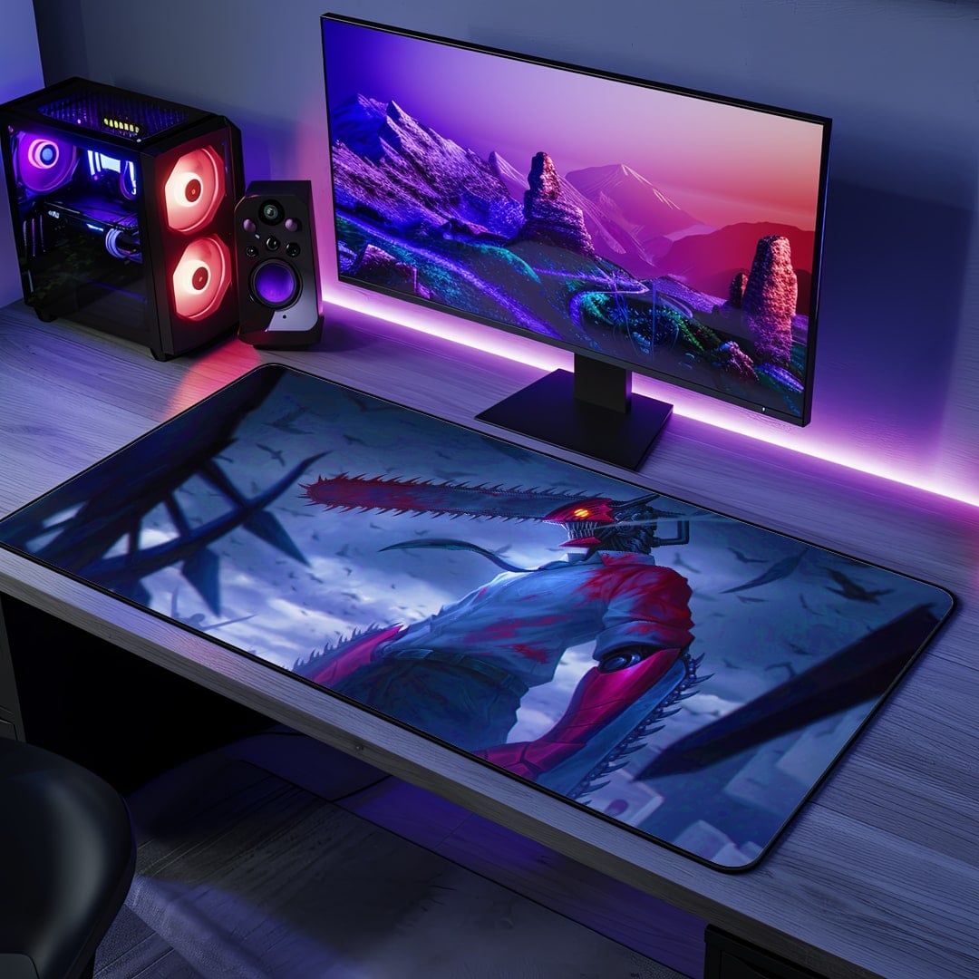 Devil’s Awakening Desk Mat featuring Chainsaw Man art