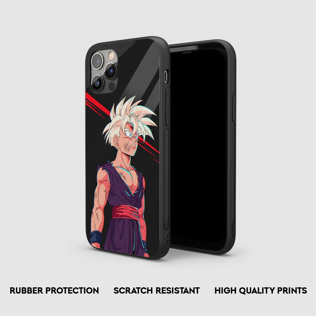 Side view of the Dragon Ball Gohan Armored Phone Case, highlighting its thick, protective silicone.