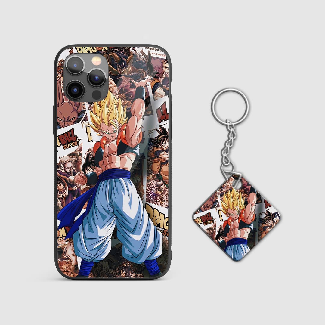 Collage of Dragon Ball characters on a durable silicone phone case, showcasing series highlights with Keychain.