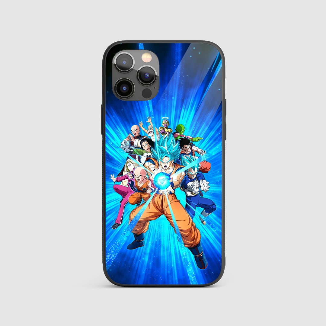 Dragon Ball Z Silicone Armored Phone Case featuring Goku, Vegeta, and Frieza in battle.