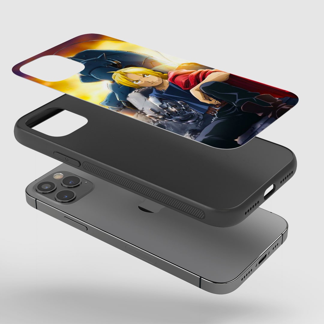 Durable anime armor case featuring Edward and Alphonse