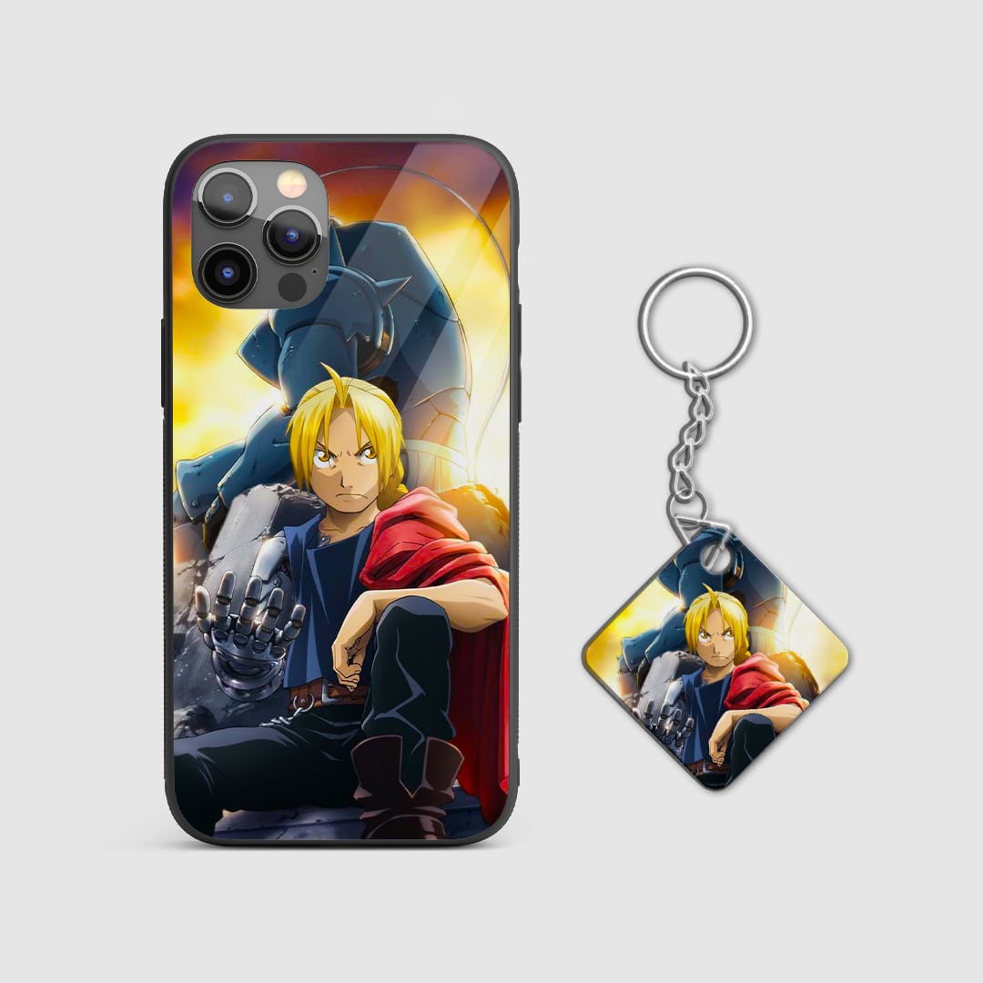 Shock-resistant silicone case with Elric brothers artwork with Keychain