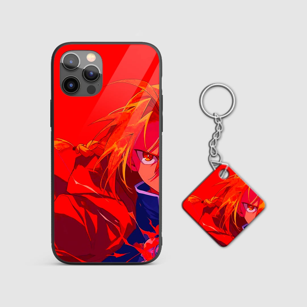 Durable anime armor case featuring Edward Elric with Keychain