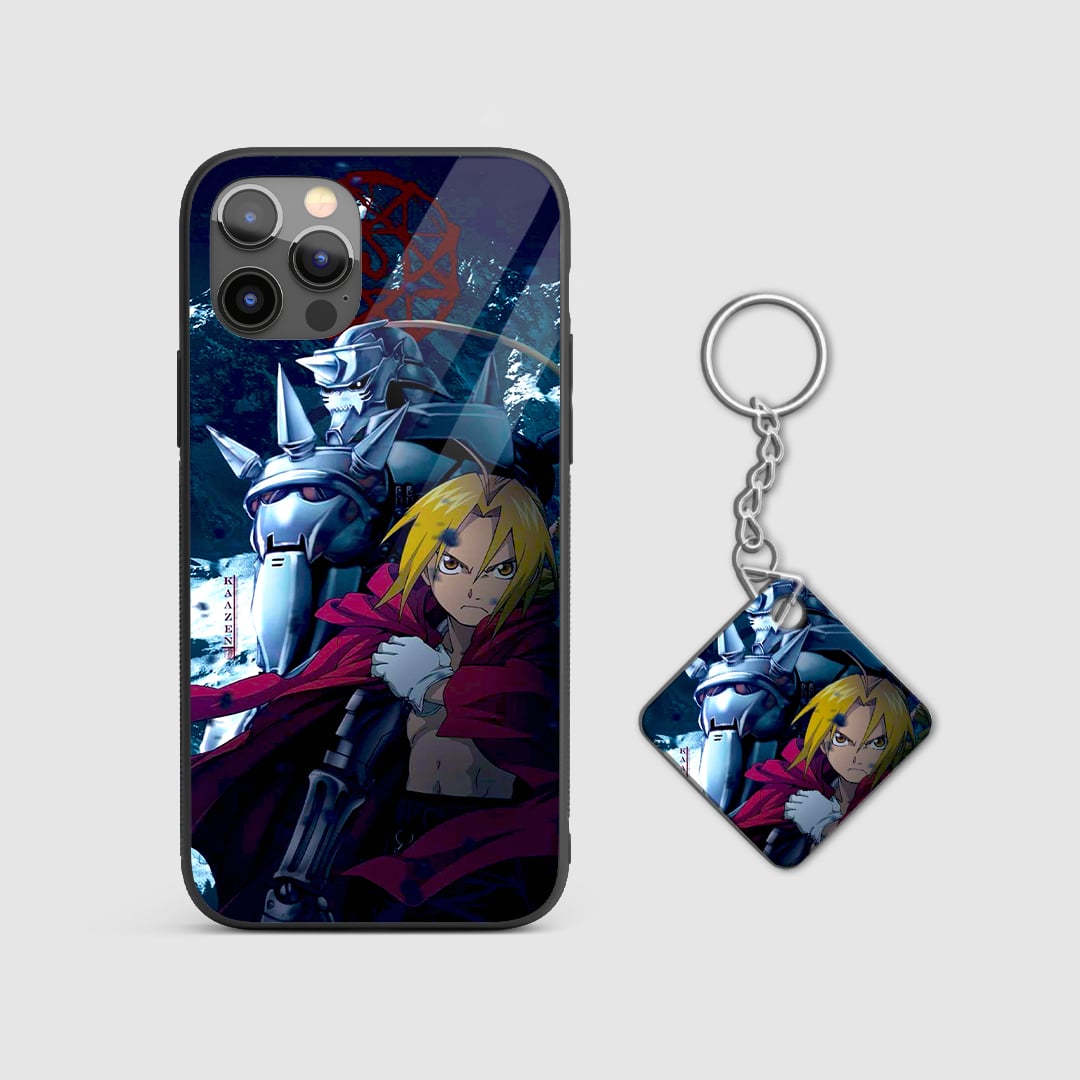 Durable anime armor case featuring Edward Elric with Keychain