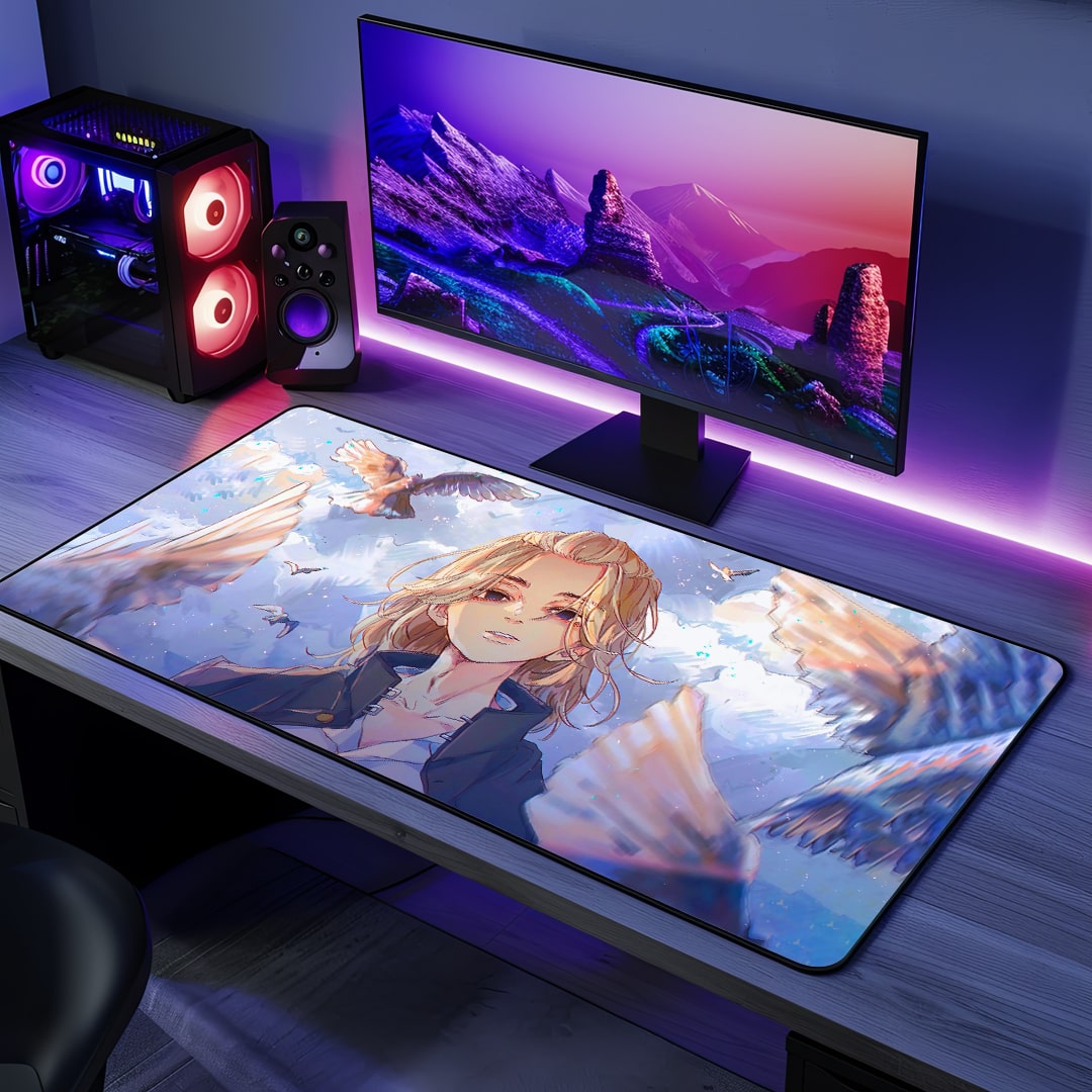 Emma Sano aesthetic anime desk mat top view