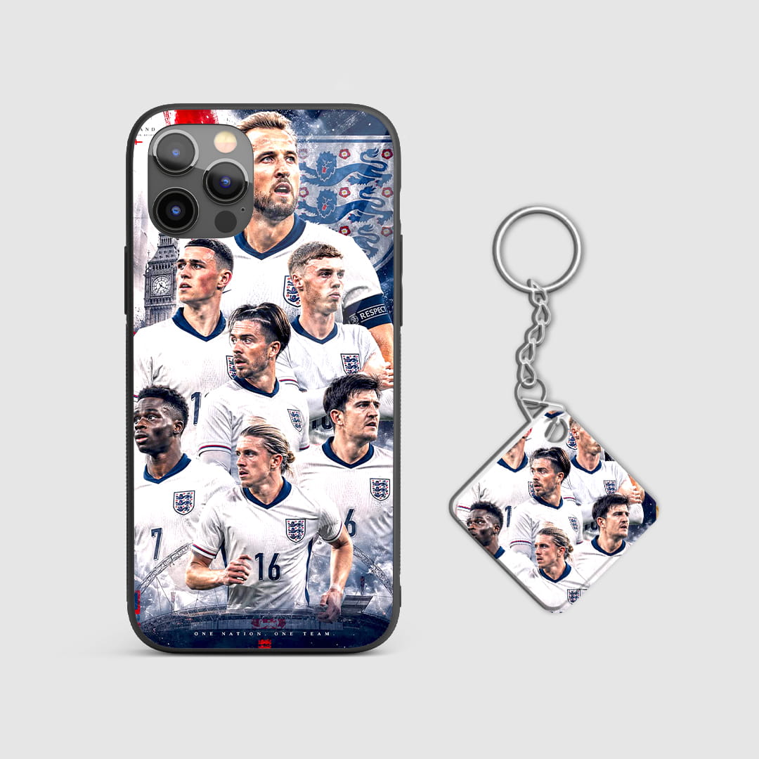 Three Lions football silicone armored phone cover with Keychain