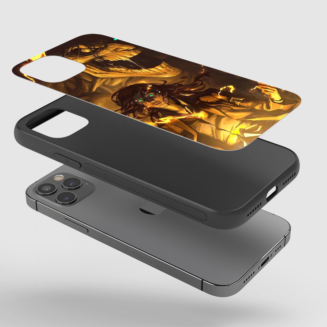 Eren Doomsday Phone Case installed on a smartphone, offering robust protection and an intense design.