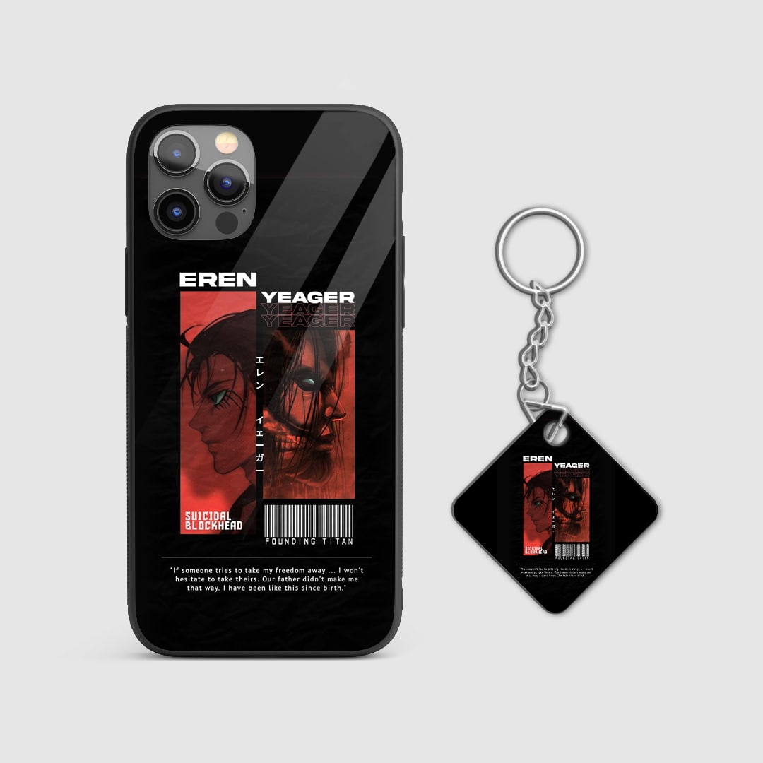 Majestic design of Eren Yeager's Founding Titan from Attack on Titan on a durable silicone phone case with Keychain.