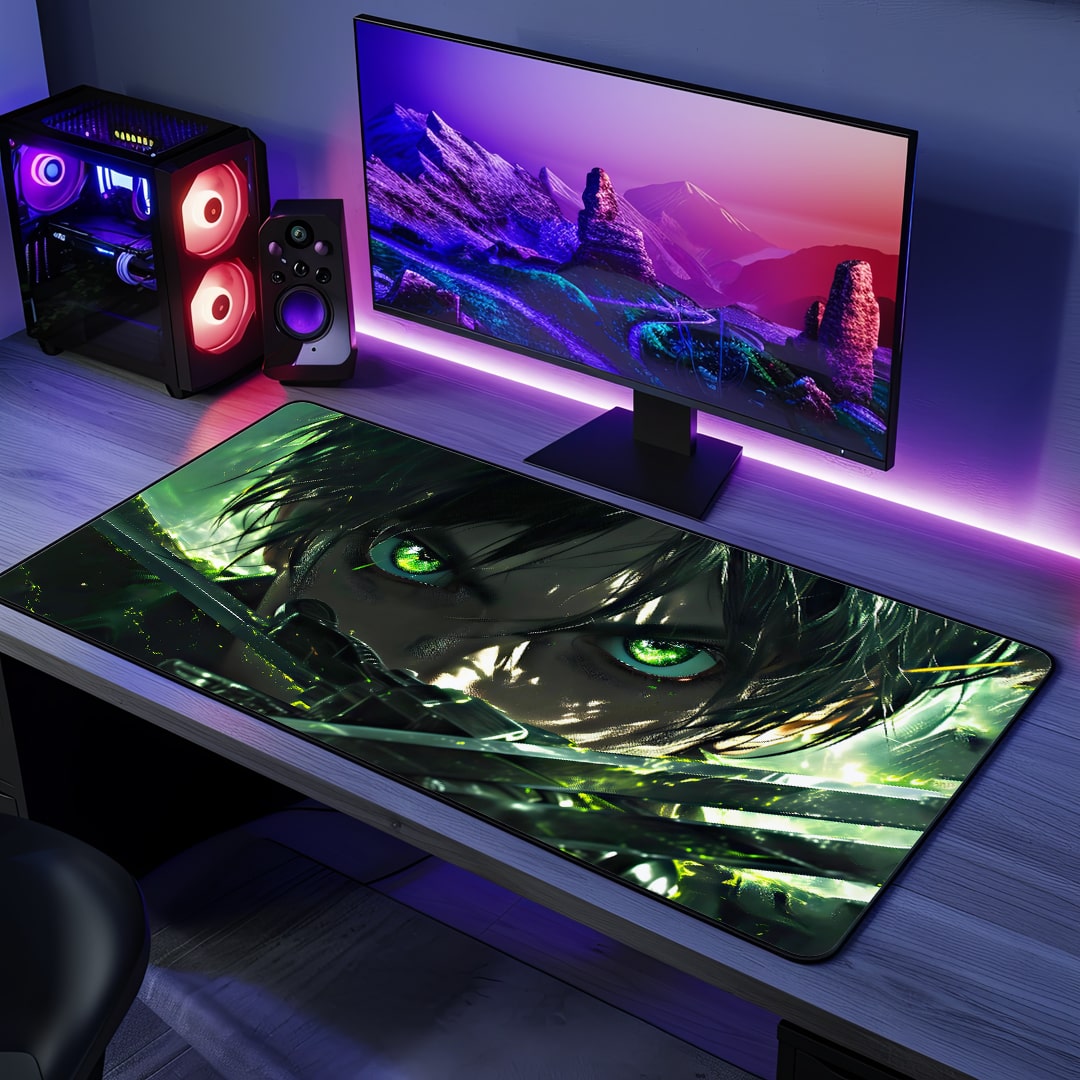Eren Graphic Desk Mat with bold anime artwork