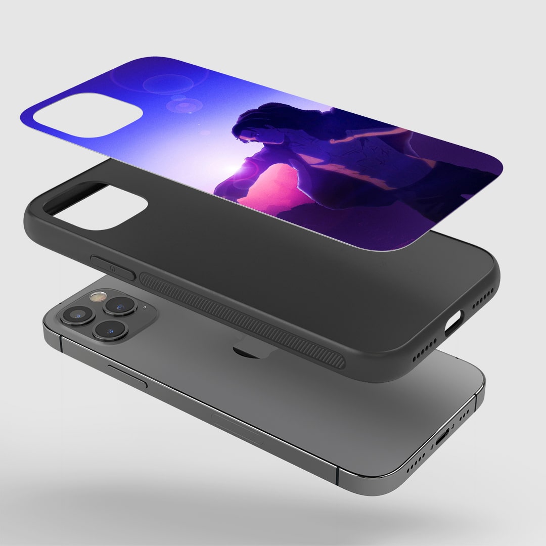 Eren Yeager Bright Phone Case installed on a smartphone, offering robust protection and a vibrant design.