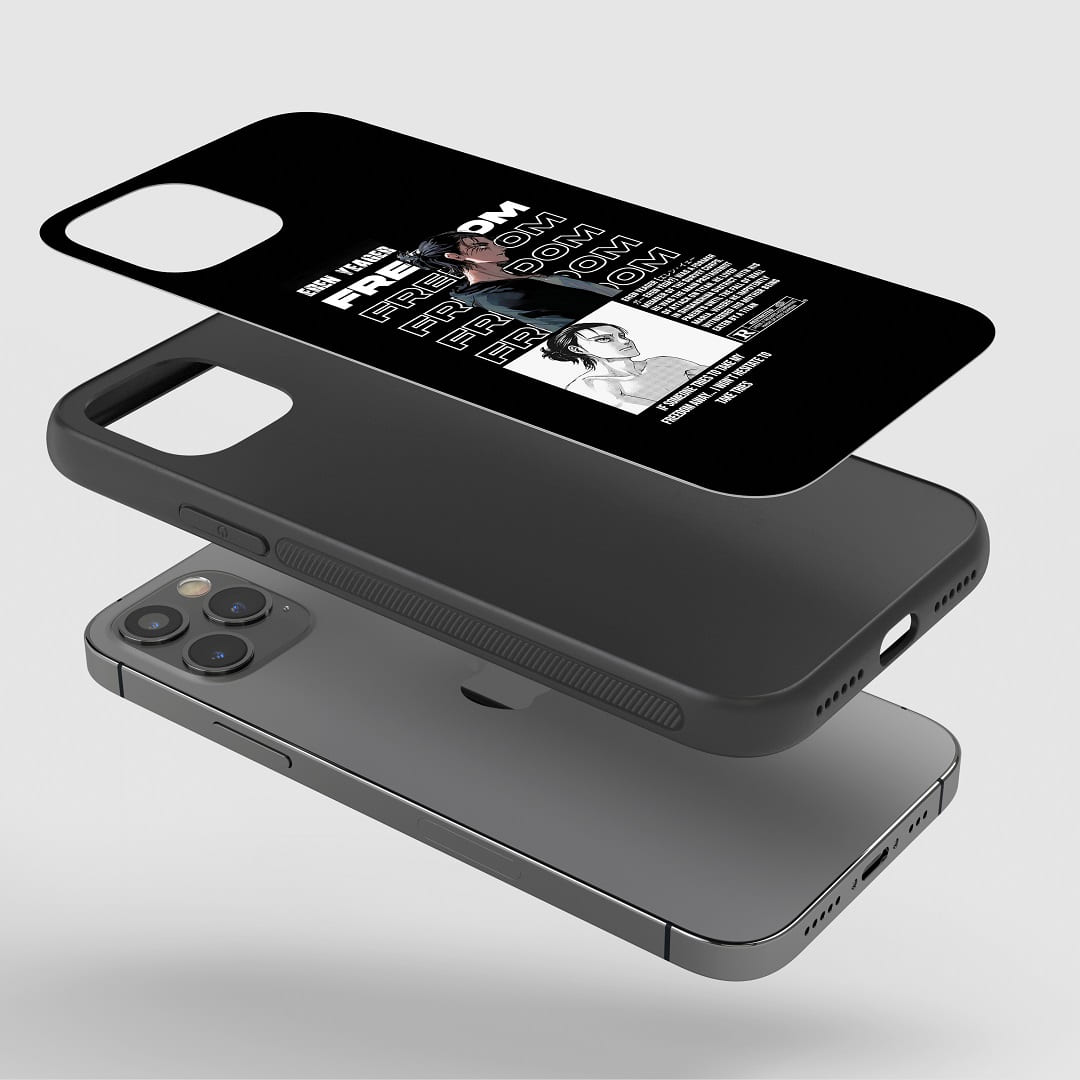 Eren Freedom Phone Case installed on a smartphone, offering robust protection and a powerful design.