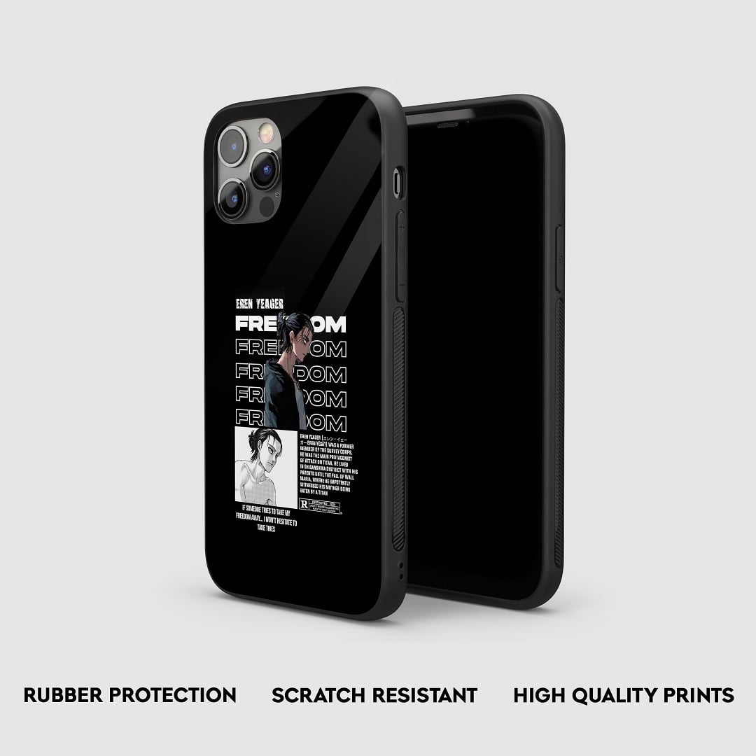Side view of the Eren Freedom Armored Phone Case, highlighting its thick, protective silicone material.