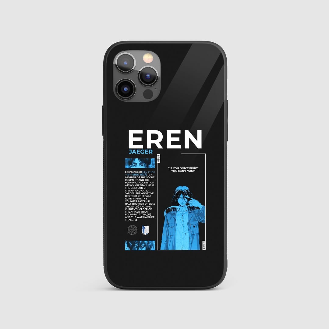 Eren Yeager Silicone Armored Phone Case featuring iconic artwork of Eren Yeager.