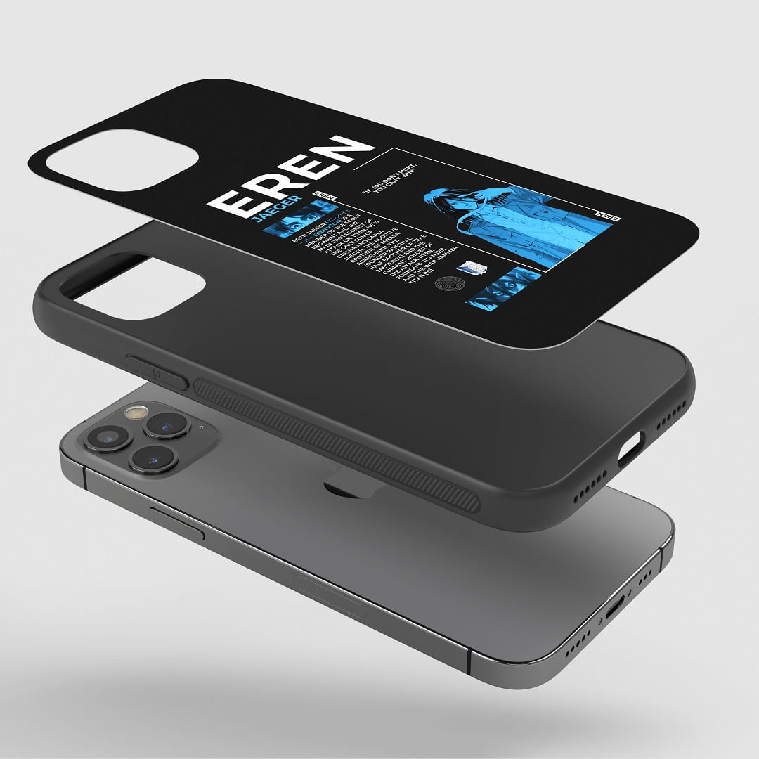 Eren Yeager Phone Case installed on a smartphone, offering robust protection and an iconic design.