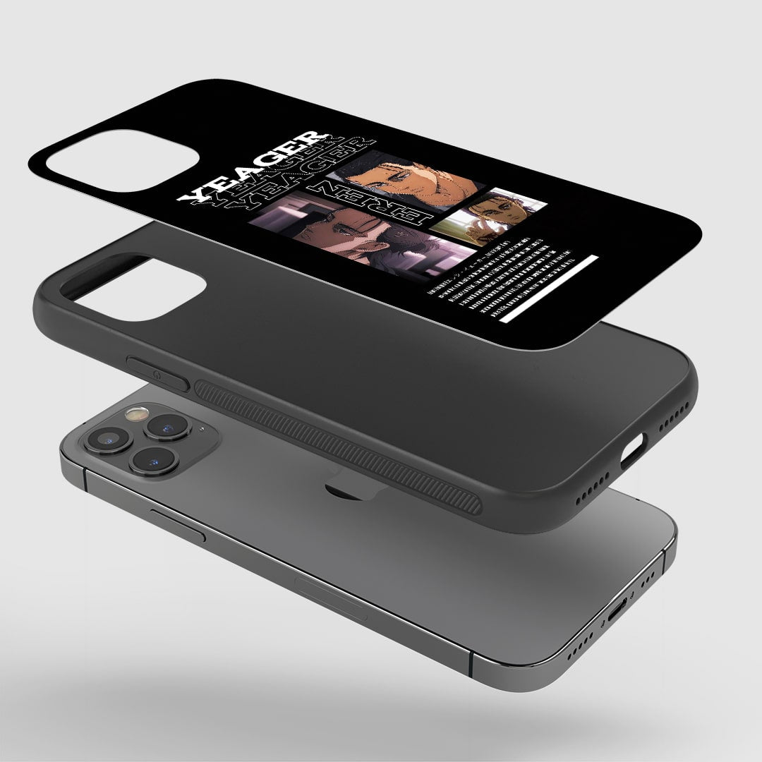 Eren Yeager Graphic Phone Case installed on a smartphone, offering robust protection and a bold design.